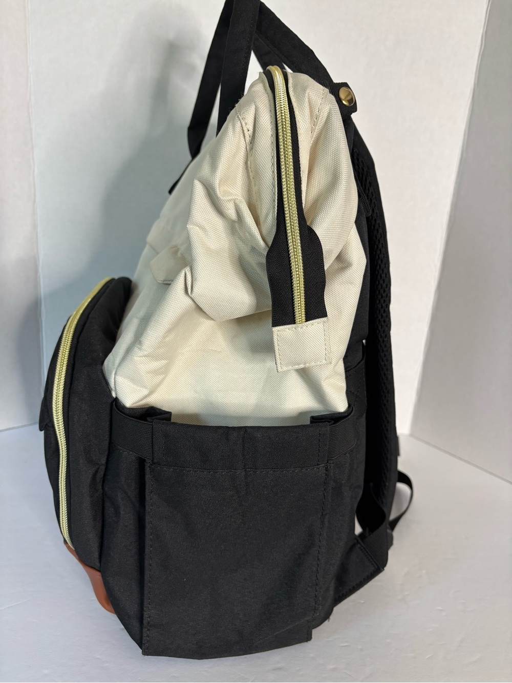 Lovevook Two-Tone Canvas Backpack - Black & Cream with Charging Port - Picture 8 of 13